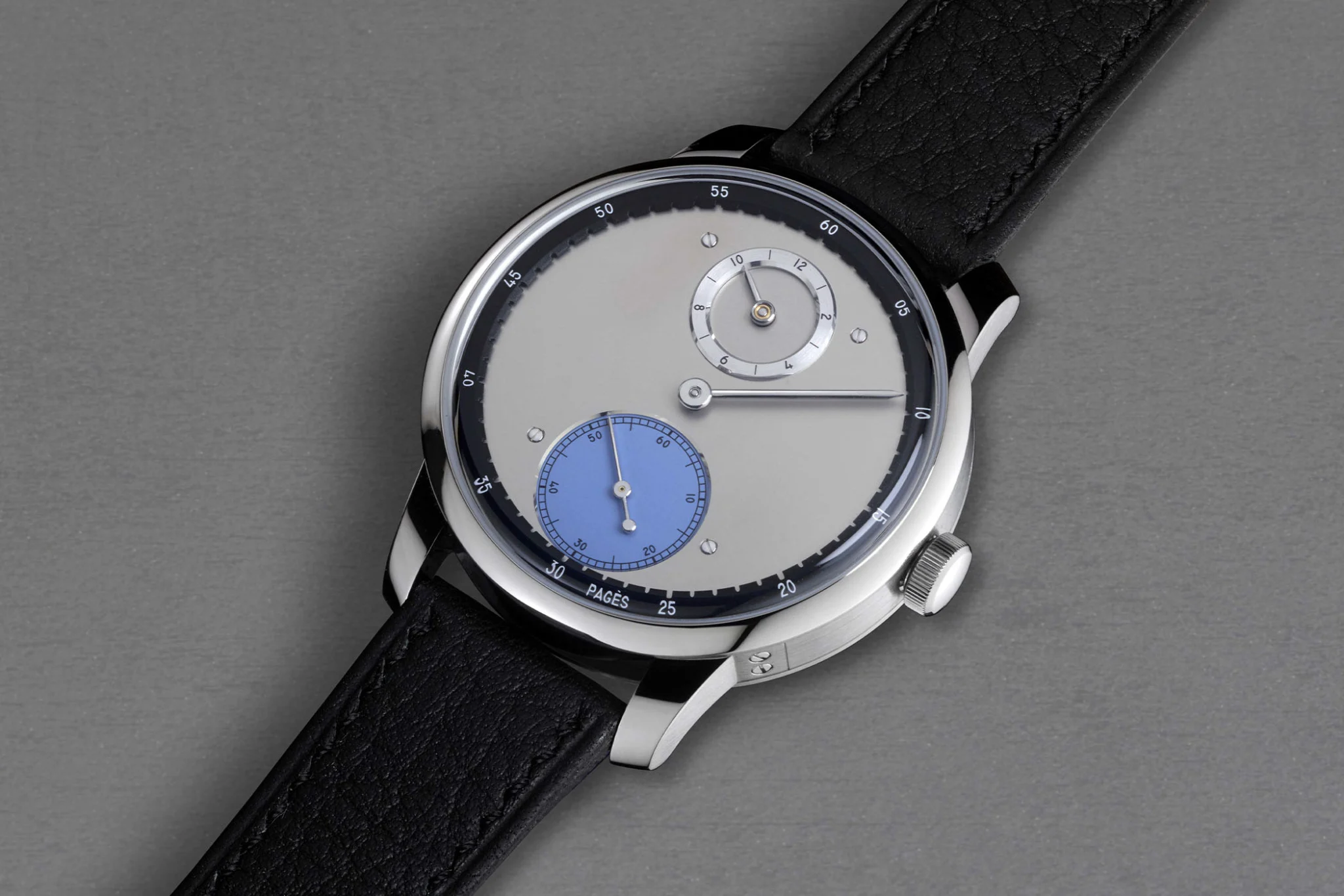 Raúl Pagès watch with small seconds and blue subdial